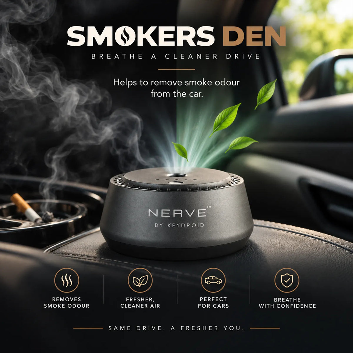 NERVE™ Smokers Den | Car Fragrance Diffuser for Smoke Odor | Say Goodbye to Lingering Smoke Odor