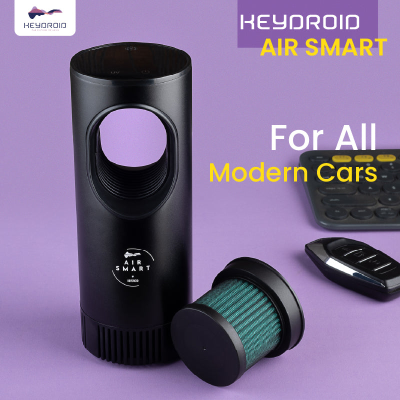 Keydroid Air Smart Car Air Purifier | HEPA H12 Filter | UV protection | Kills 99.9% Virus | AQI Display
