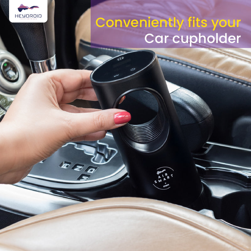 Keydroid Air Smart Car Air Purifier | HEPA H12 Filter | UV protection | Kills 99.9% Virus | AQI Display