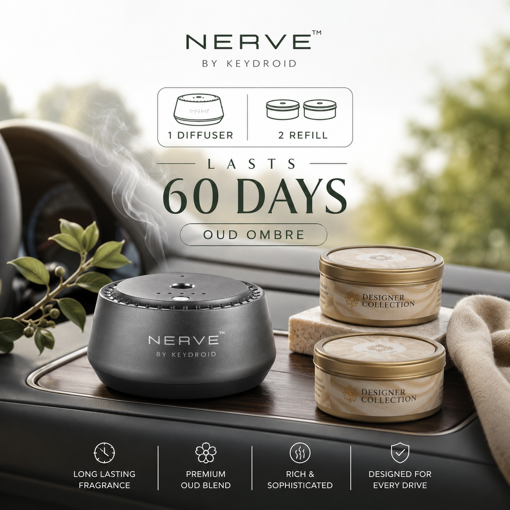 Oud Ombré Rechargeable Car Electric Diffuser + 2 Refills | Last 60 Days | Luxurious Oud & Amber Scent - 30ML